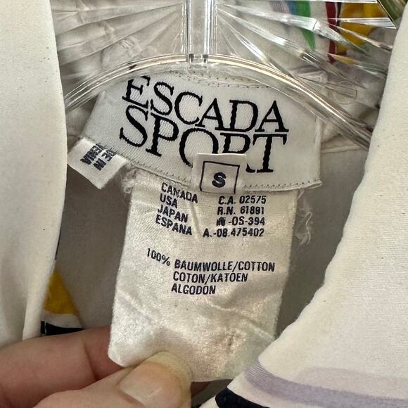 Escada Sport Size Small Top Button Down Sail Boat Short Sleeve Collar Nautical - Picture 3 of 9